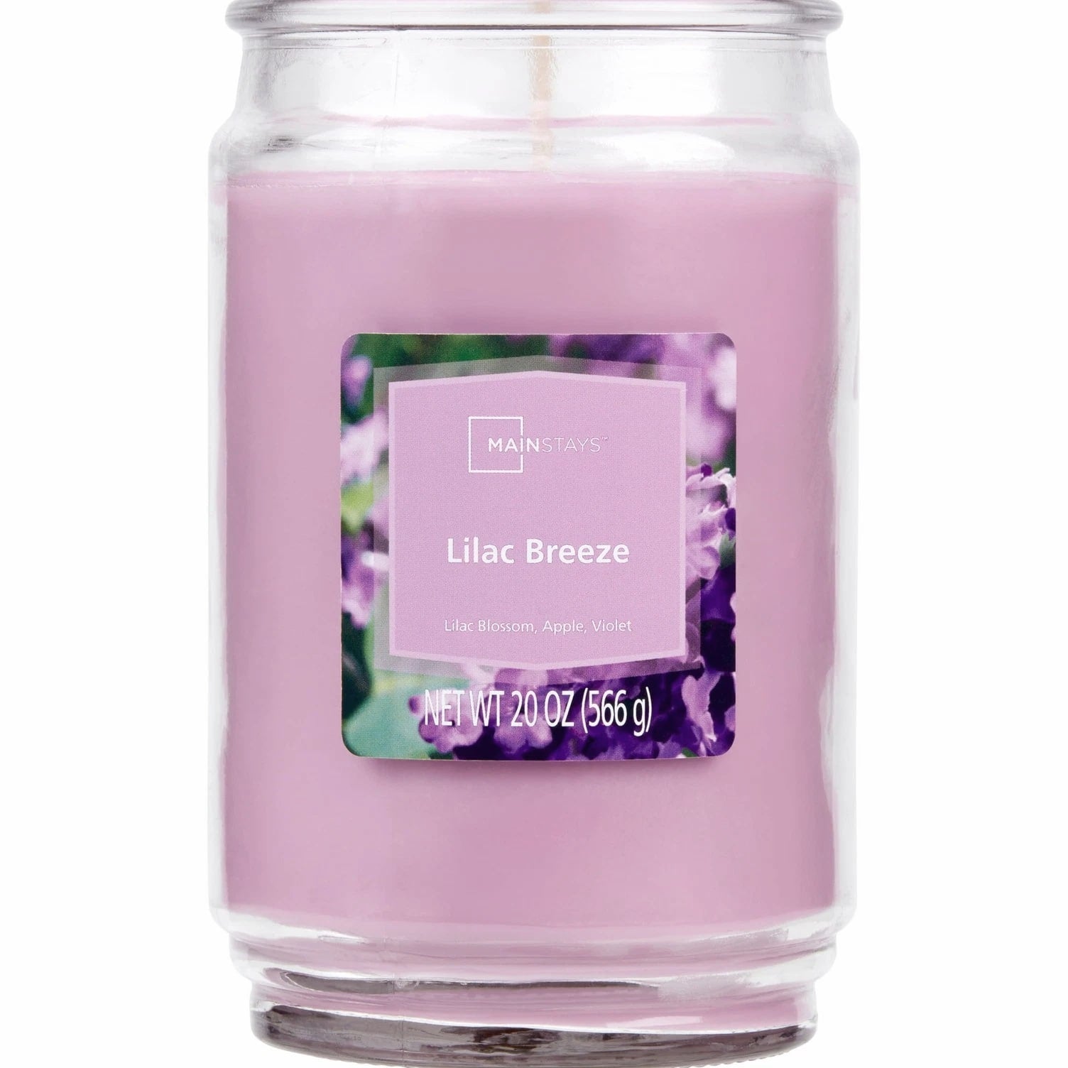 Mainstays Lilac Breeze Scented Single-Wick Large Glass Jar Candle 20 oz