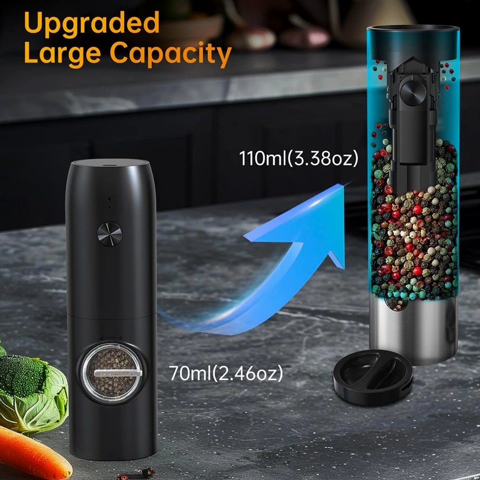 Rechargeable Electric Salt and Pepper Grinder Set Automatic Stainless Steel5785