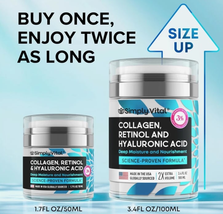 Anti-Aging Face Moisturizer - Retinol, Collagen & Hyaluronic Acid, Day & Night