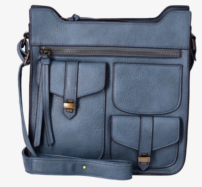 T Shirt & Jeans Women’s Tori Multi Pocket Crossbody Handbag, Blue
