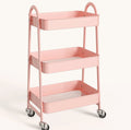 3-Tier Rolling Storage Cart Metal Kitchen Bathroom Organizer 16.9" x 12.2" x 30.9"