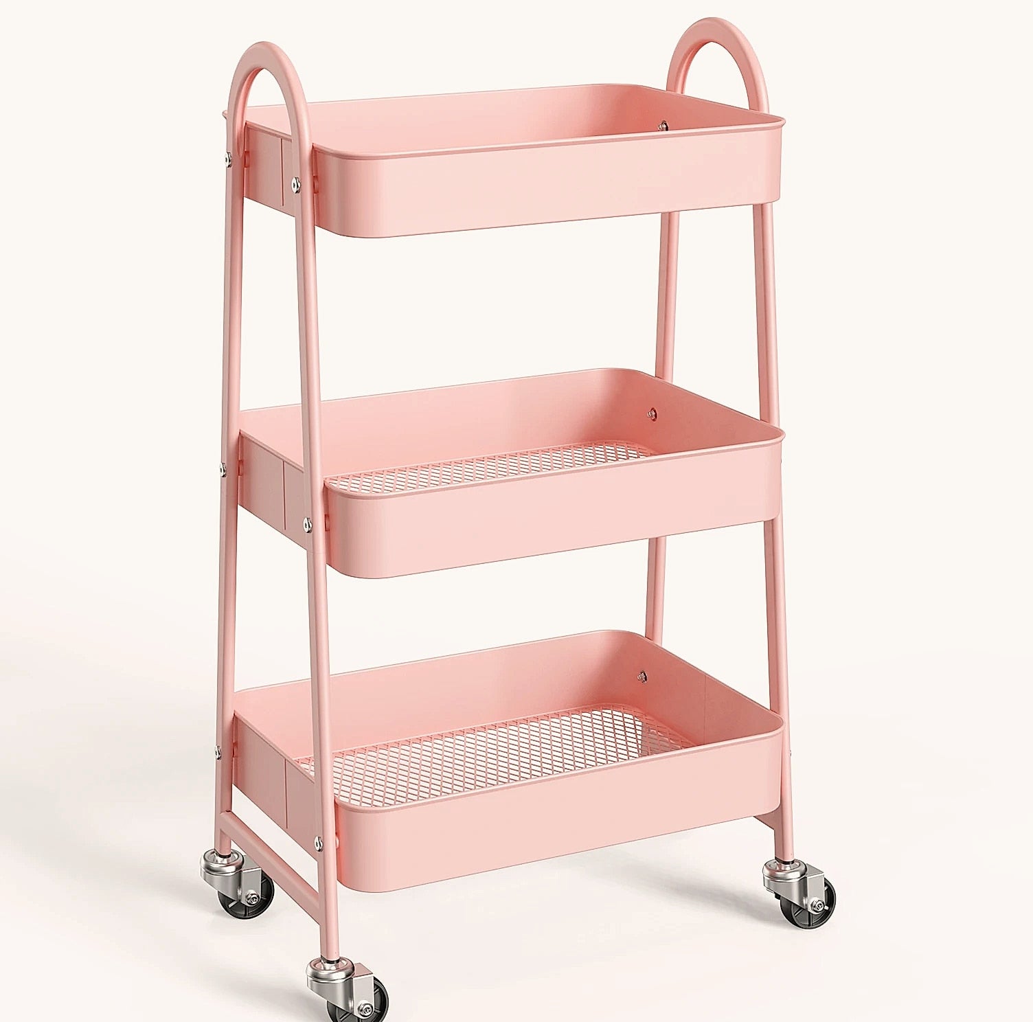 3-Tier Rolling Storage Cart Metal Kitchen Bathroom Organizer 16.9" x 12.2" x 30.9"