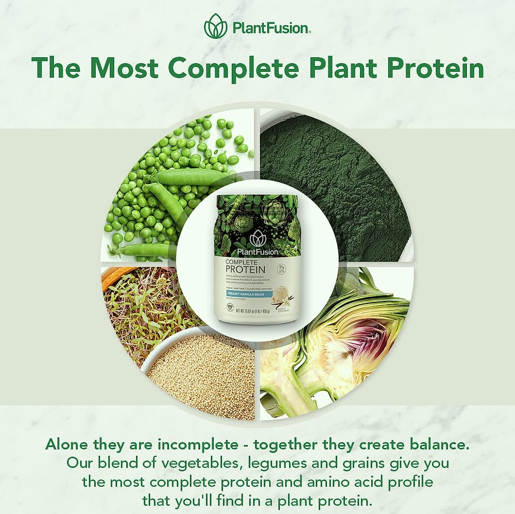 PlantFusion Complete Vegan Protein Powder Vanilla Bean 2 lb