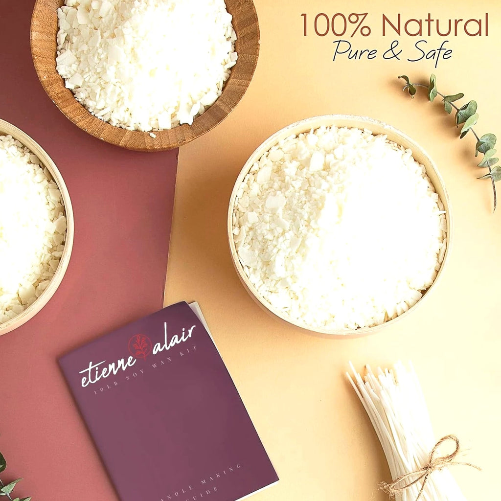 Organic Natural Soy Candle Wax - Bulk For Candle Making, 10 lbs Soy Wax Flakes Kit