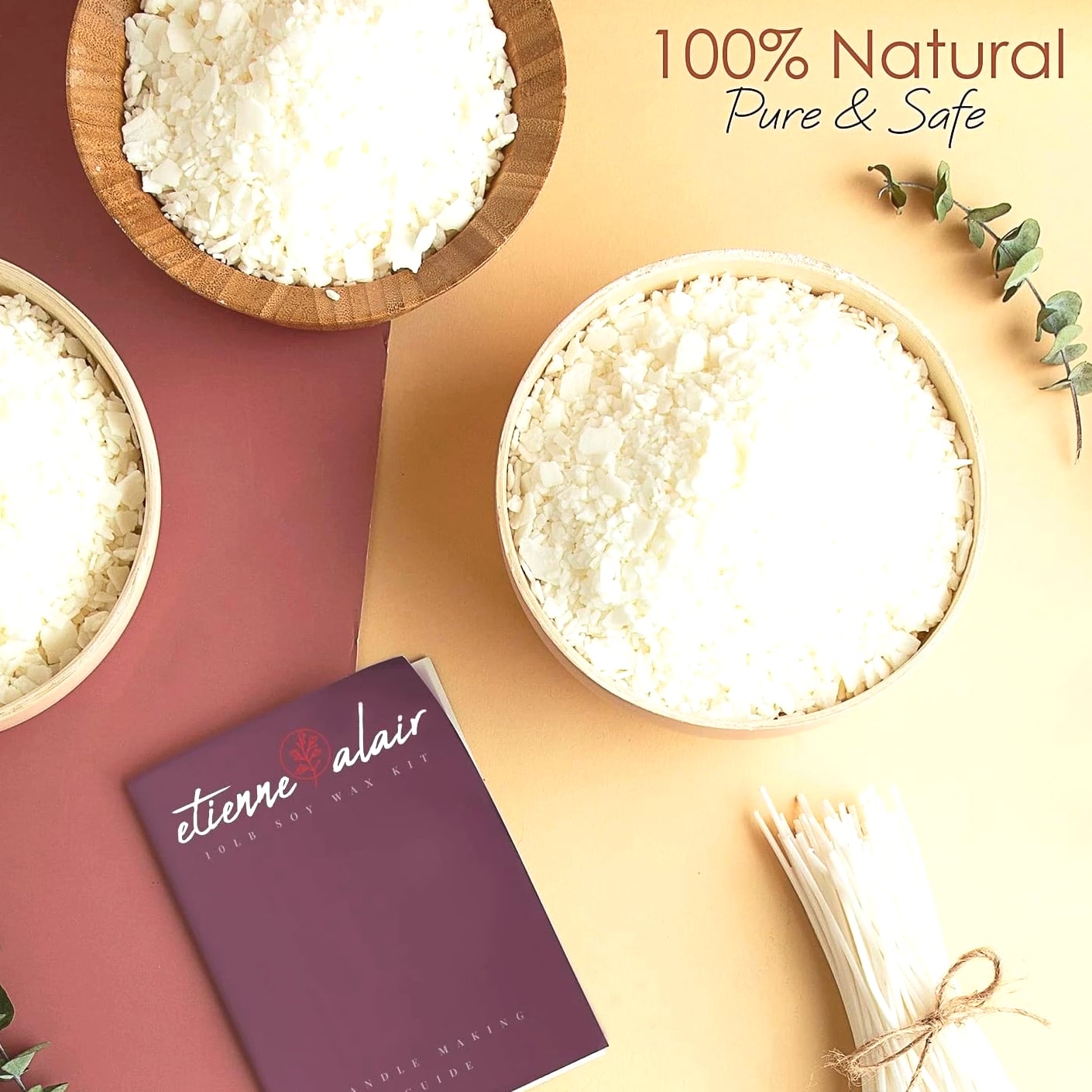 Organic Natural Soy Candle Wax - Bulk For Candle Making, 10 lbs Soy Wax Flakes Kit