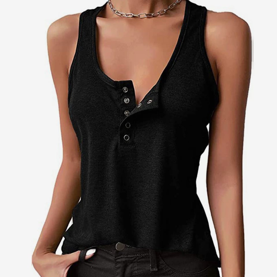 Women's Summer Cotton Low-Cut Sleeveless Tank Top V Neck Camisole Vest