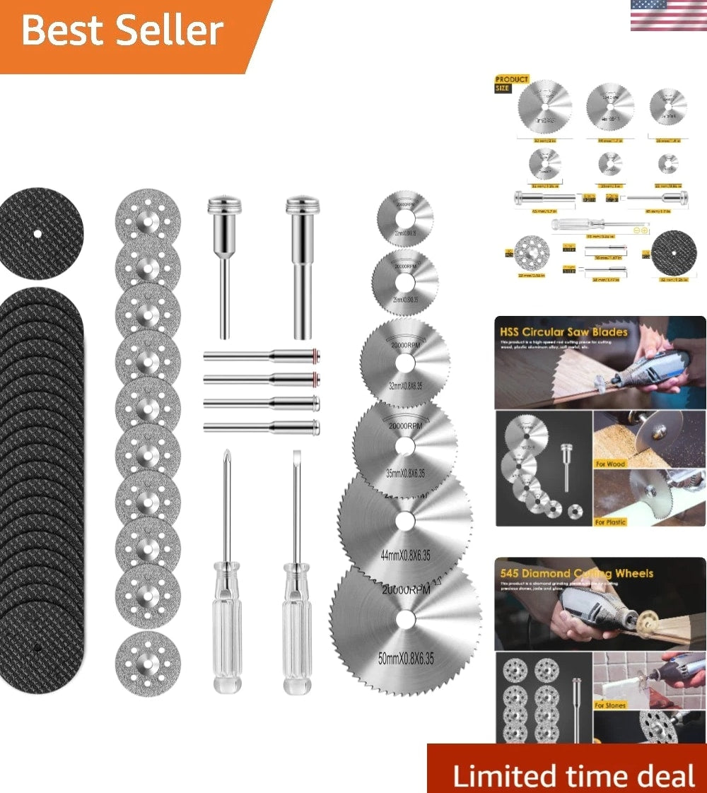 Versatile 44-Piece Cutting Wheel Set with Diamond & HSS Blades for Professionals