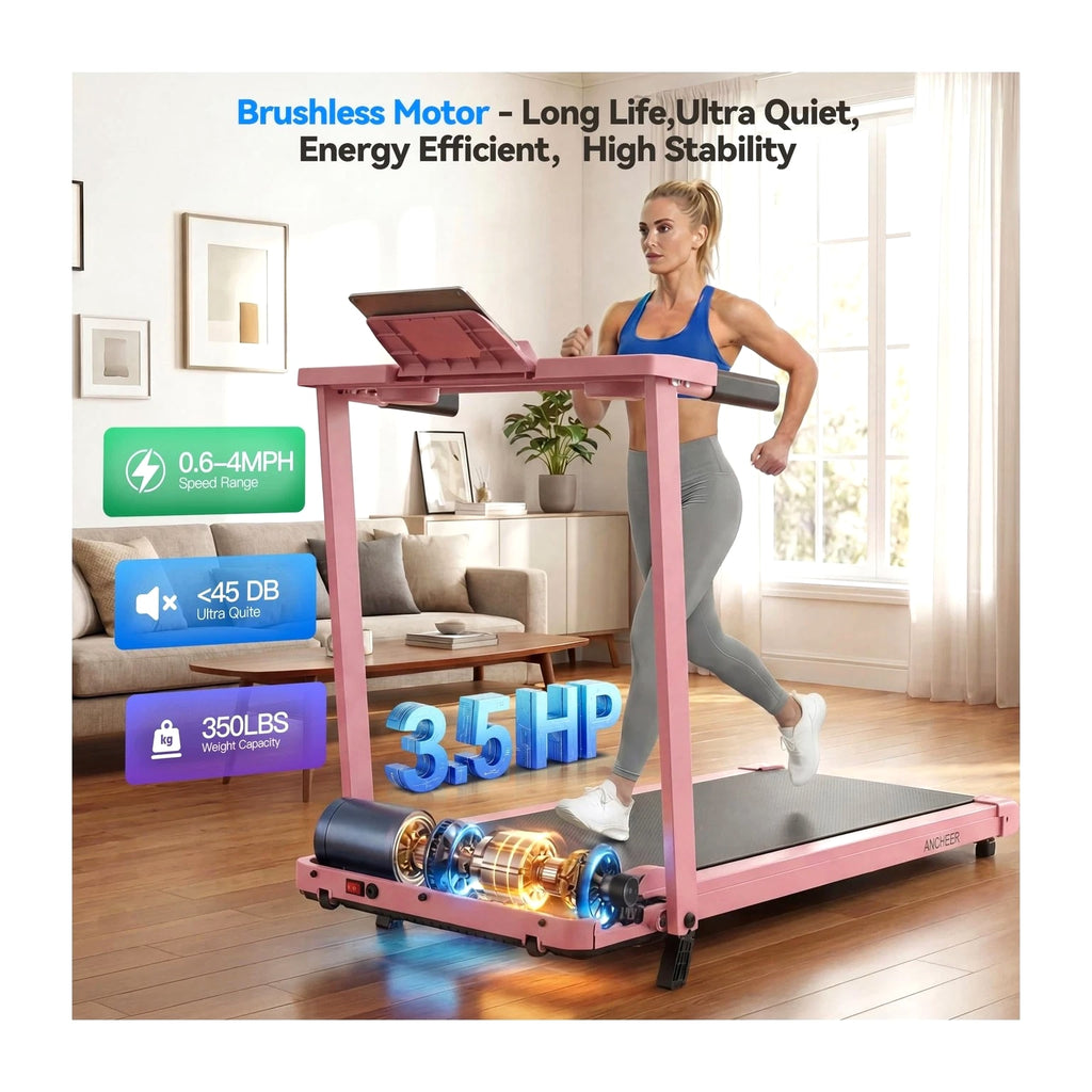 FUNMILY 3.5HP Walking Pad Incline Treadmill with Desk and Handle Bar, Heavy Duty