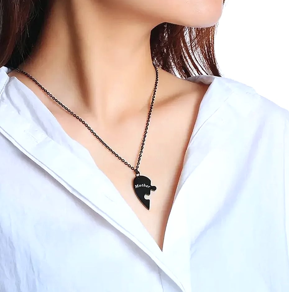 AEHOME Mother and Son Matching Heart Pendant Necklace Set