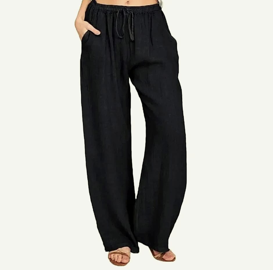 Women's Cotton Linen Elastic Waist Casual Pants