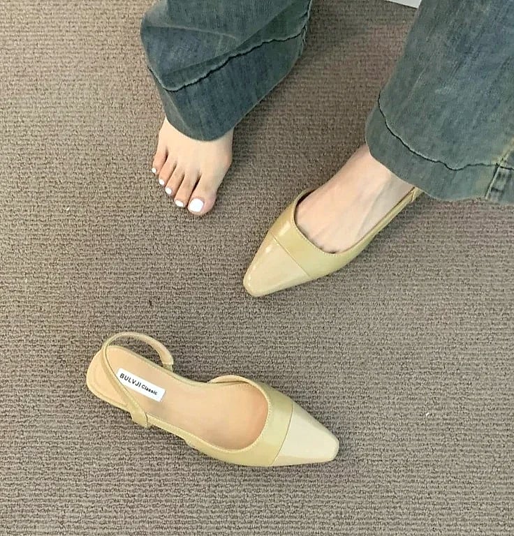 ZYXZ Pointed Toe Flat Sandals Women Summer PU Leather