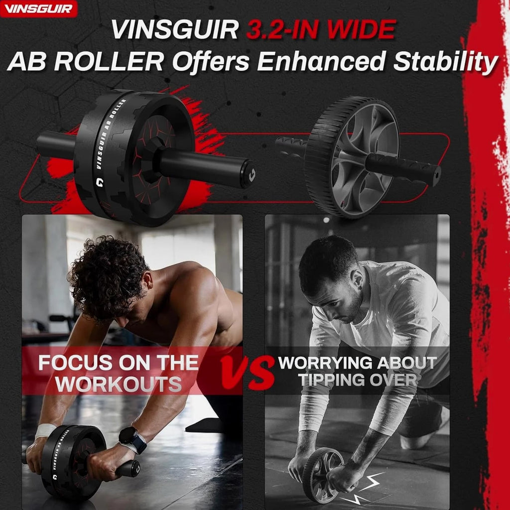 Ab Roller Wheel Core Workout Equipment Home Gym with Knee Pad Fitness