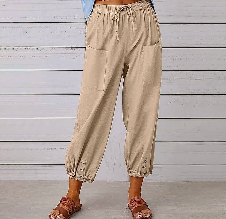 INSTYLISH Women's Cotton Linen Wide Leg Pants