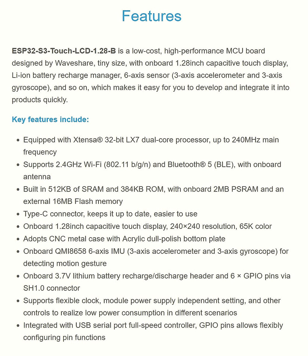 XYGStudy ESP32-S3 Round Touch LCD Development Board