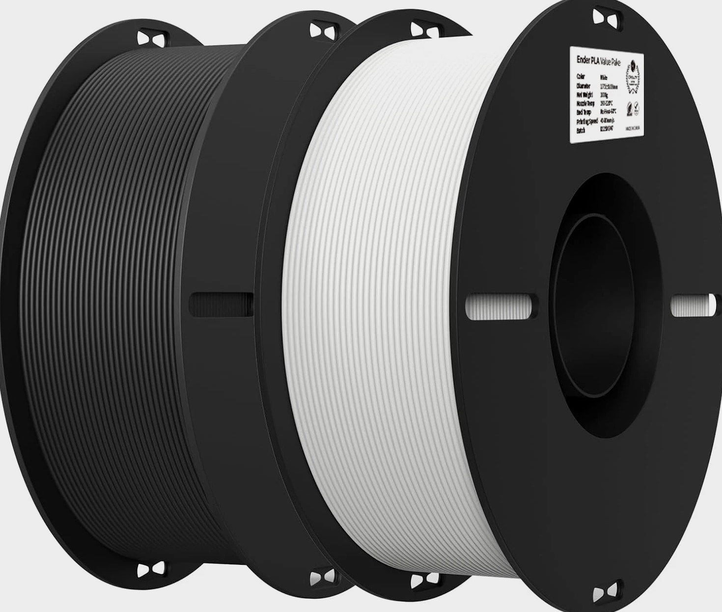 2Kg Black & White PLA 1.75Mm Filament Bundle for 3D Printing with No-Tangle Sp