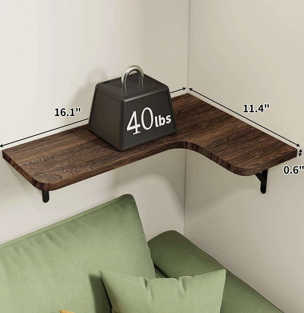 Fixwal Corner Floating Shelves Set of 5, Dark Carbonized Black