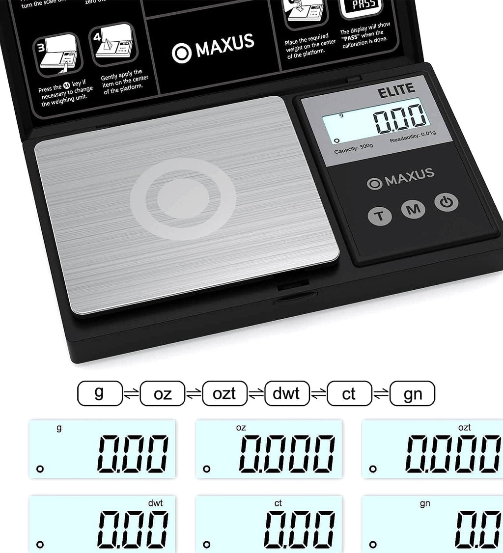 MAXUS Digital Pocket Gram Scale 500g x 0.01g Precision