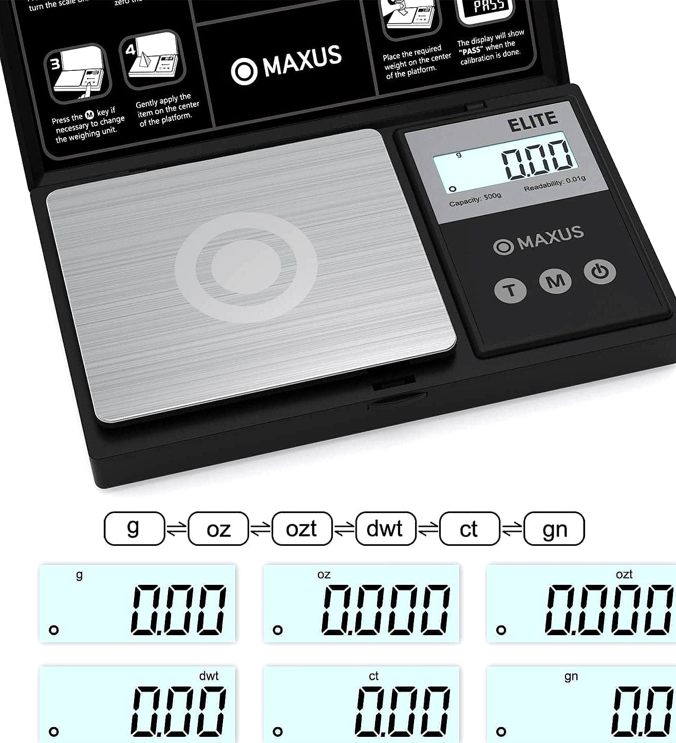 MAXUS Digital Pocket Gram Scale 500g x 0.01g Precision