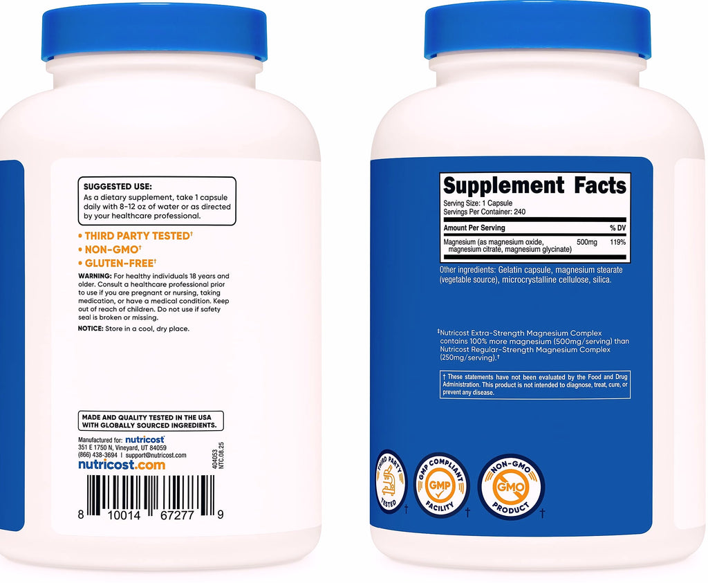 Nutricost Magnesium Complex 500mg Triple Blend Capsules