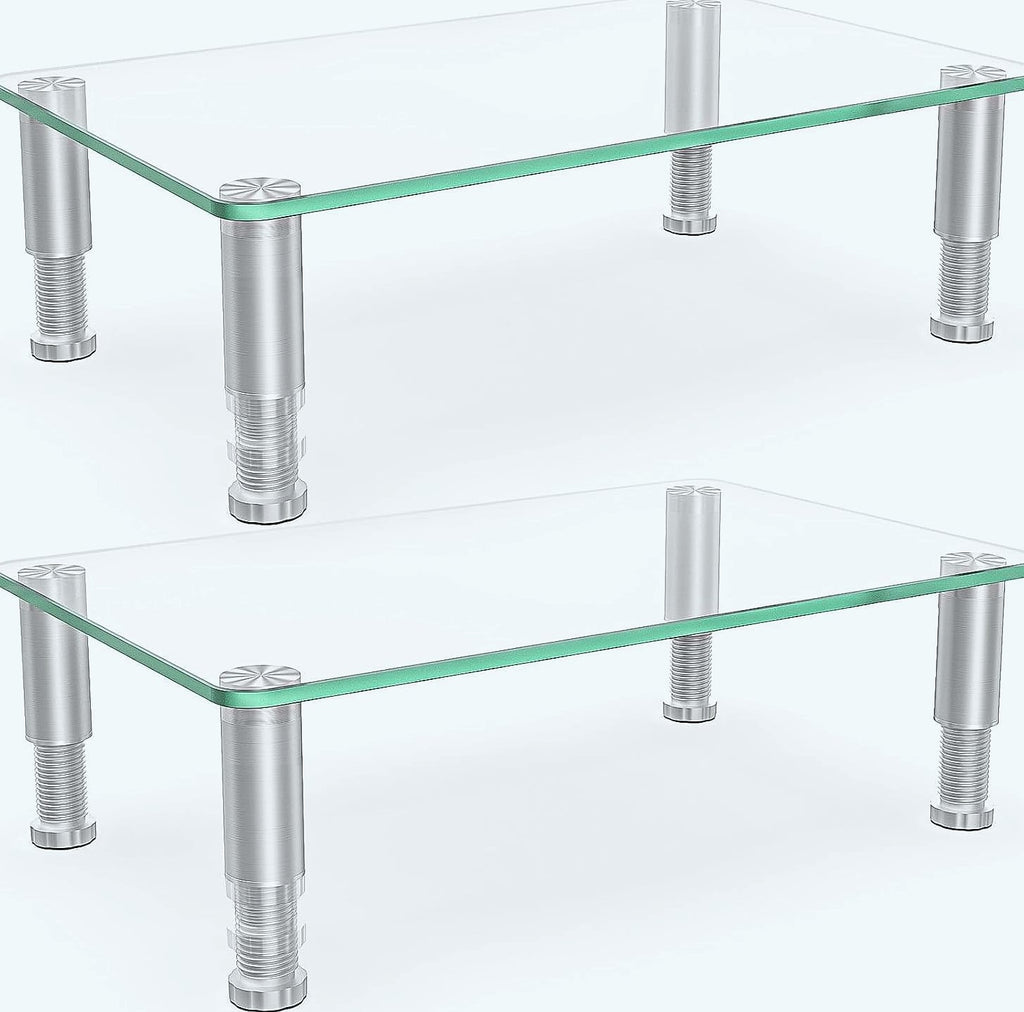 Hemudu Monitor Riser Stand 2 Pack Height Adjustable Tempered Glass
