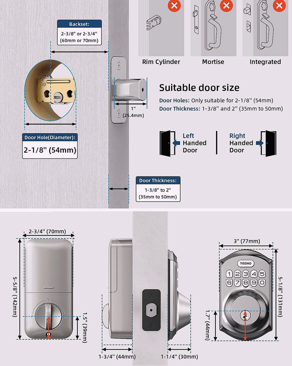 TEEHO TE001 Keyless Entry Door Lock Smart Deadbolt