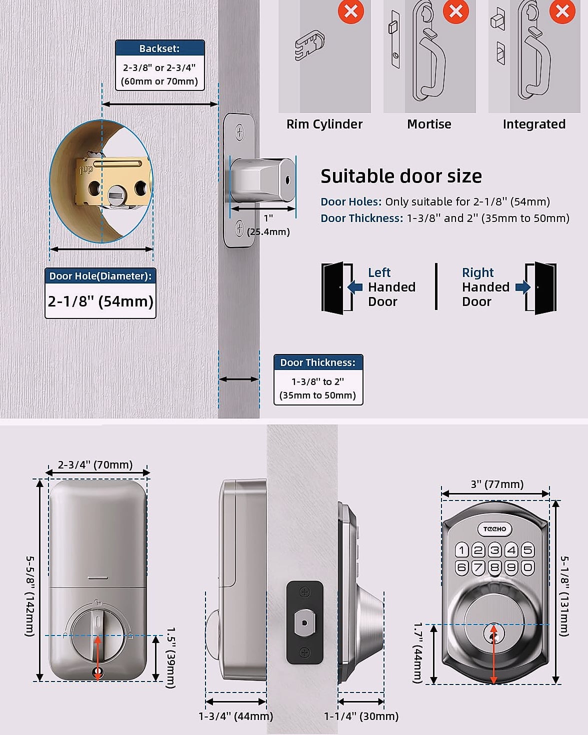 TEEHO TE001 Keyless Entry Door Lock Smart Deadbolt