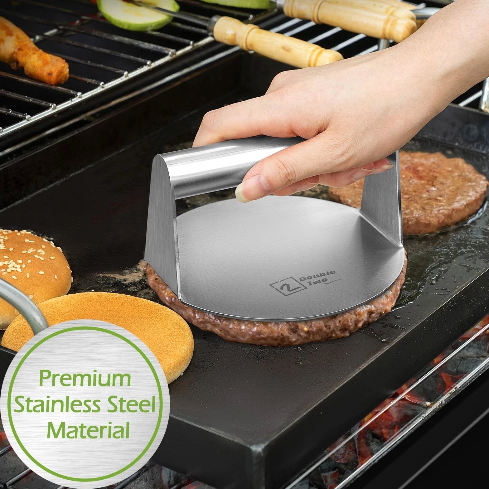 Smashed Burger Kit, Burger Press Set - Stainless Steel Burger Press, Grill Sp...