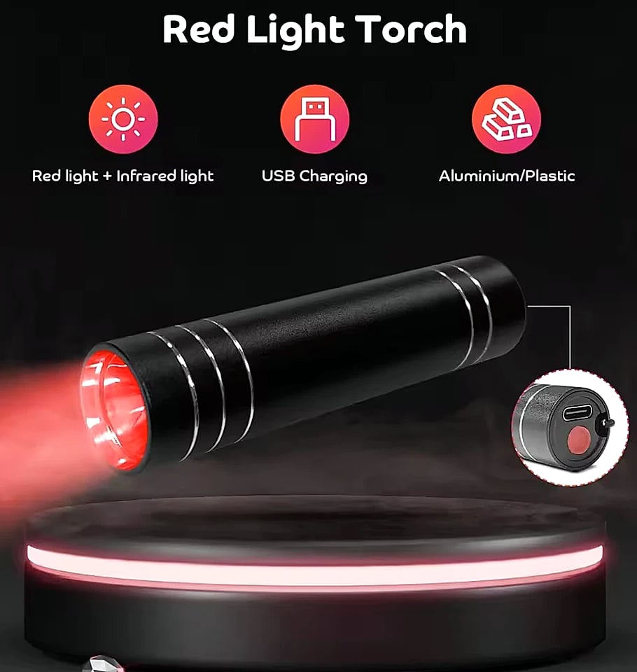 Vilnason Red Light Therapy Flashlight 660nm 850nm LED