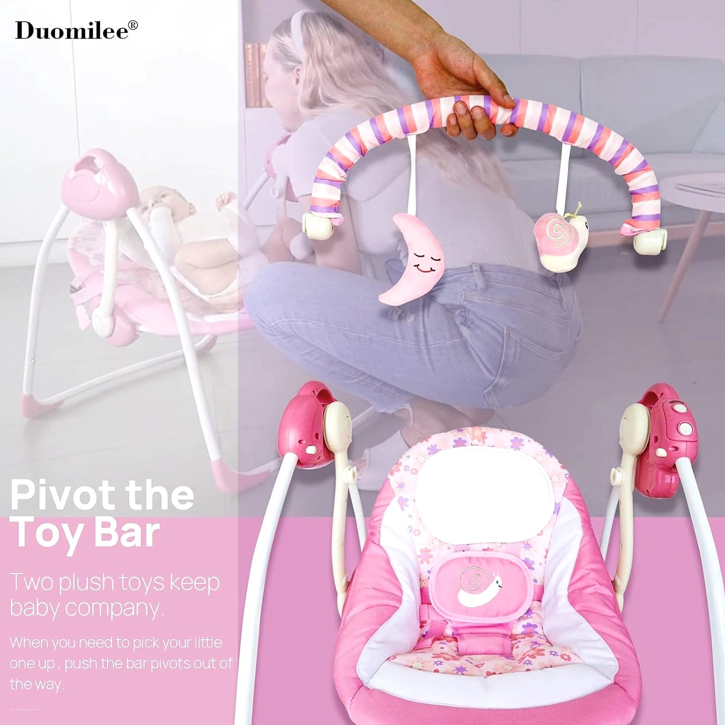 Baby Swings for Infants, Powered by Power Cord (Included) and Batteries for Indo