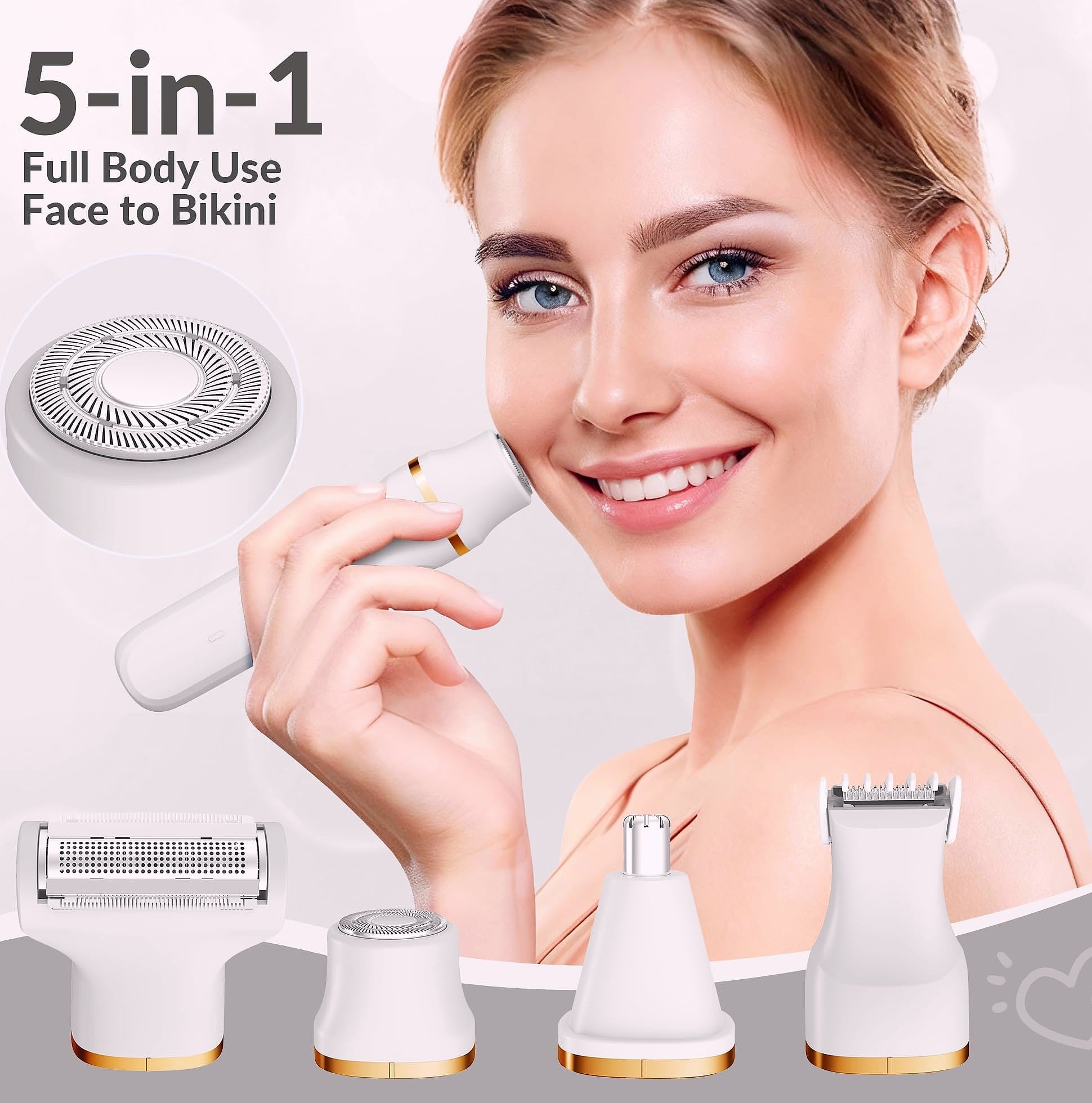 KINGTEE 5-in-1 Electric Bikini Trimmer Waterproof Hair Removal