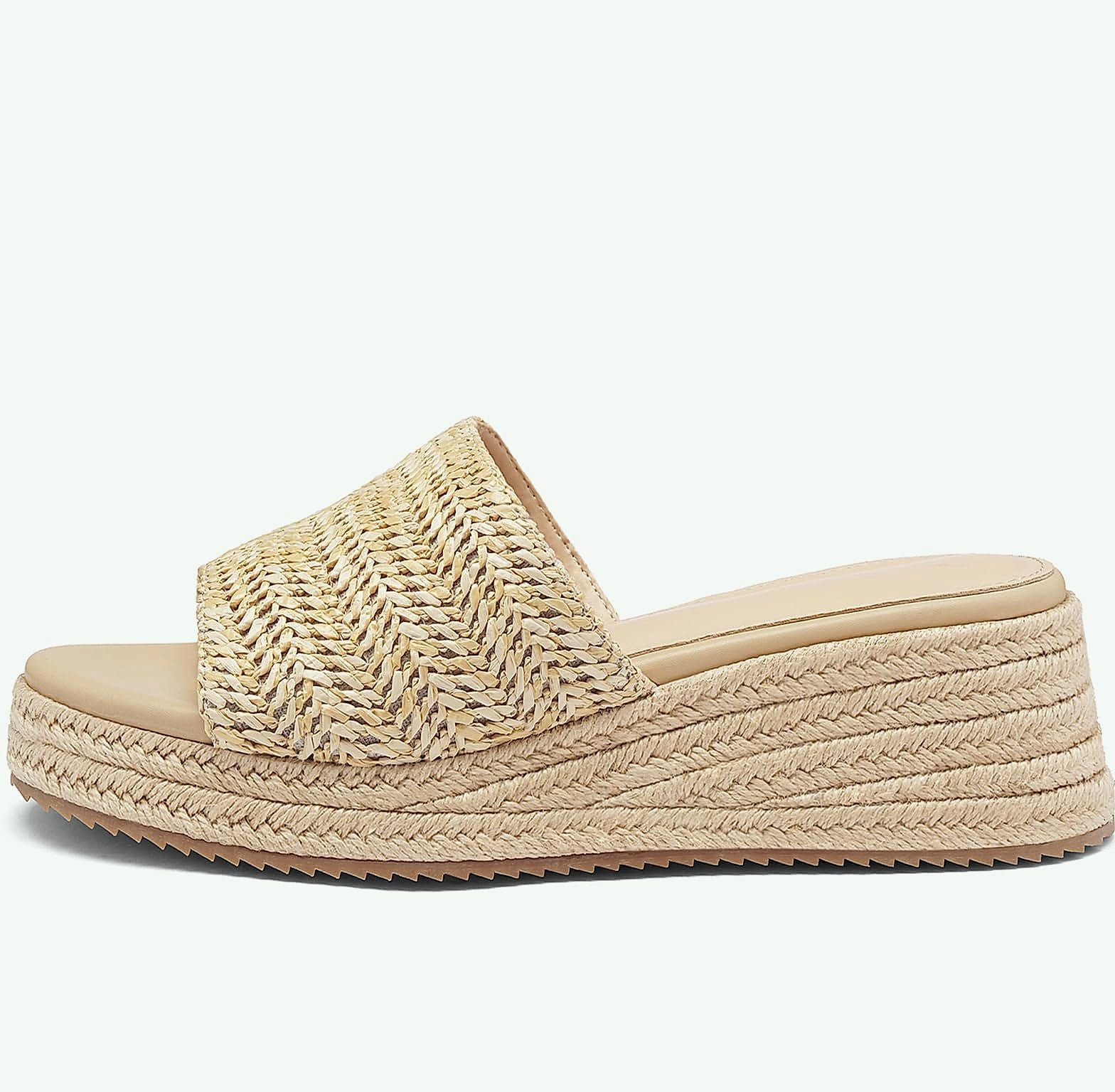 Sqzrkj Raffia Platform Wedge Sandals for Women