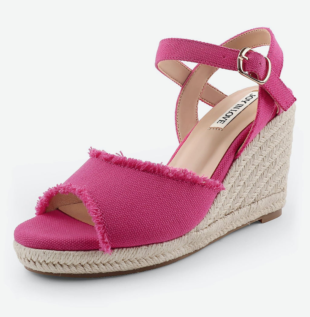 JOY IN LOVE Platform Wedge Sandals with Ankle Strap