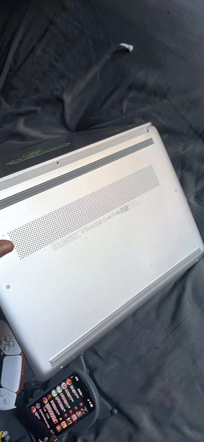 HP Silver Laptop Notebook with Charger and Stickers