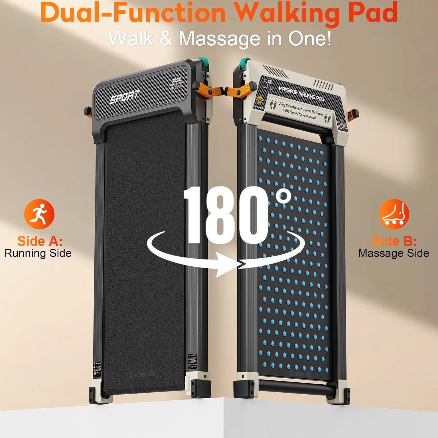 Akluer Walking Pad with Incline, Dual-Sided Walking Pad & Foot Massage Used