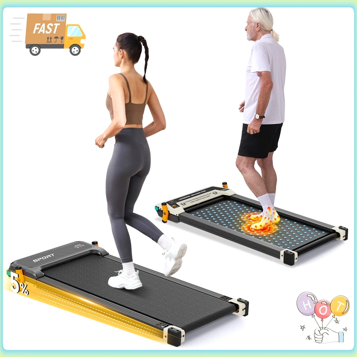 Akluer Walking Pad with Incline, Dual-Sided Walking Pad & Foot Massage Used