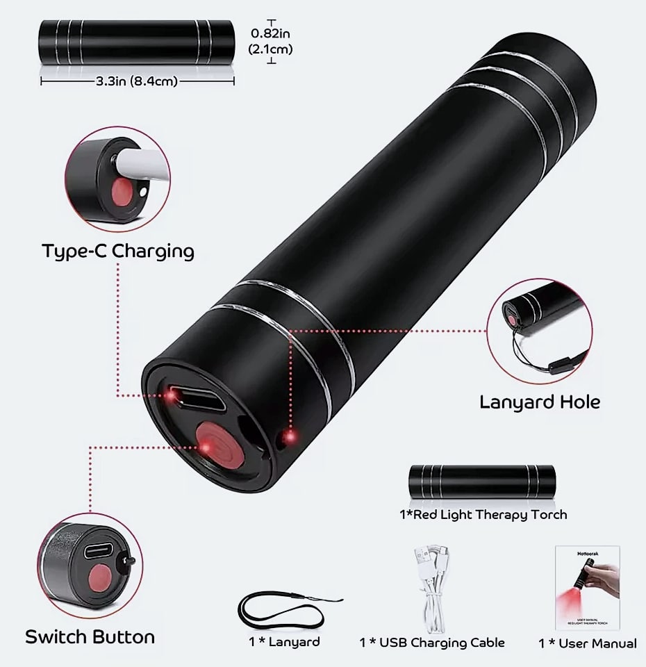 Vilnason Red Blue Light LED Therapy Flashlight