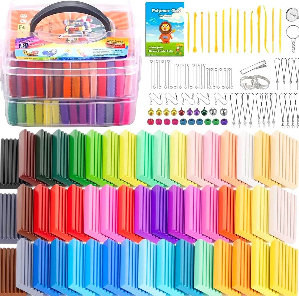 Creative Polymer Clay Starter Set - 50 Colors for Kids Age 4+ - Fun & Engaging