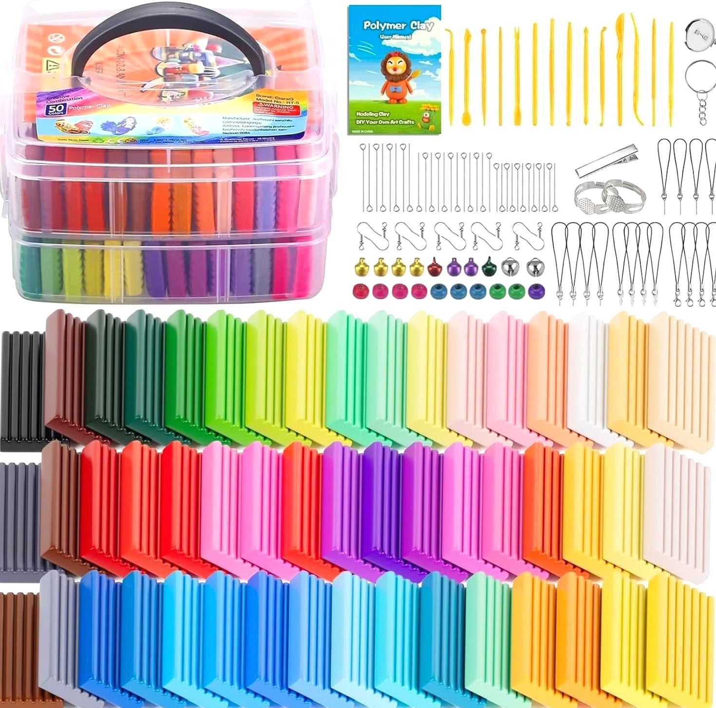 Creative Polymer Clay Starter Set - 50 Colors for Kids Age 4+ - Fun & Engaging