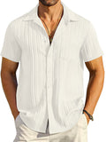 COOFANDY Men's Casual Button Down Short Sleeve Summer Beach Shirt