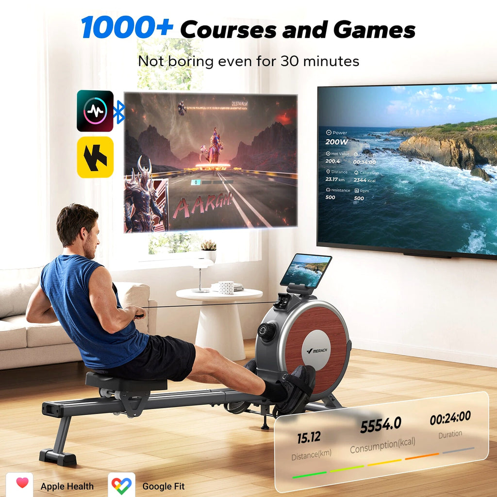 MERACH Q1S Magnetic Rowing Machine 16 Levels of Quiet Resistance Dual Slide Rail