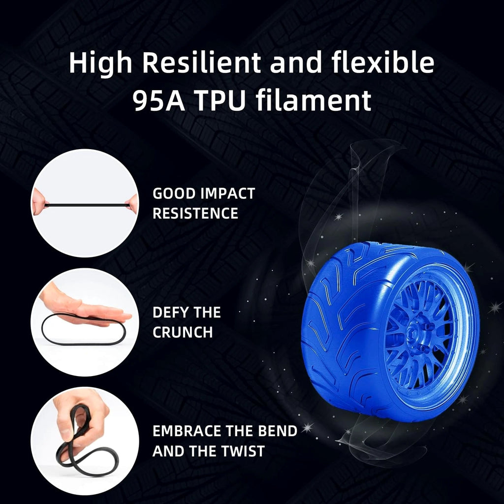 TPU Filament 1.75mm, 500g/0.5KG (1.1lbs) Spool, Shore 95A Flexible 3D Printer...