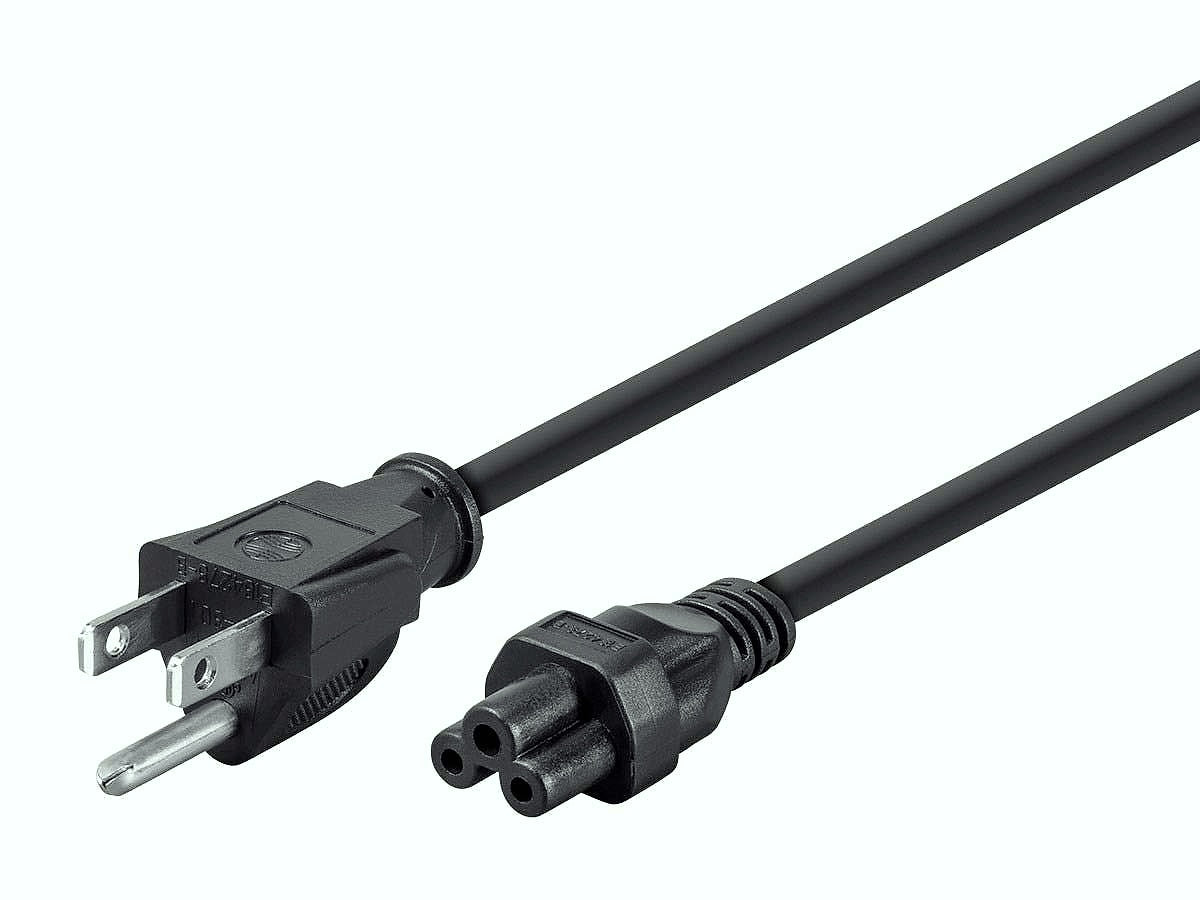 Monoprice Power Cord - NEMA 5-15P to IEC-320-C5, 18AWG, 7A/125V, SVT, 3-Prong, 6ft, Black