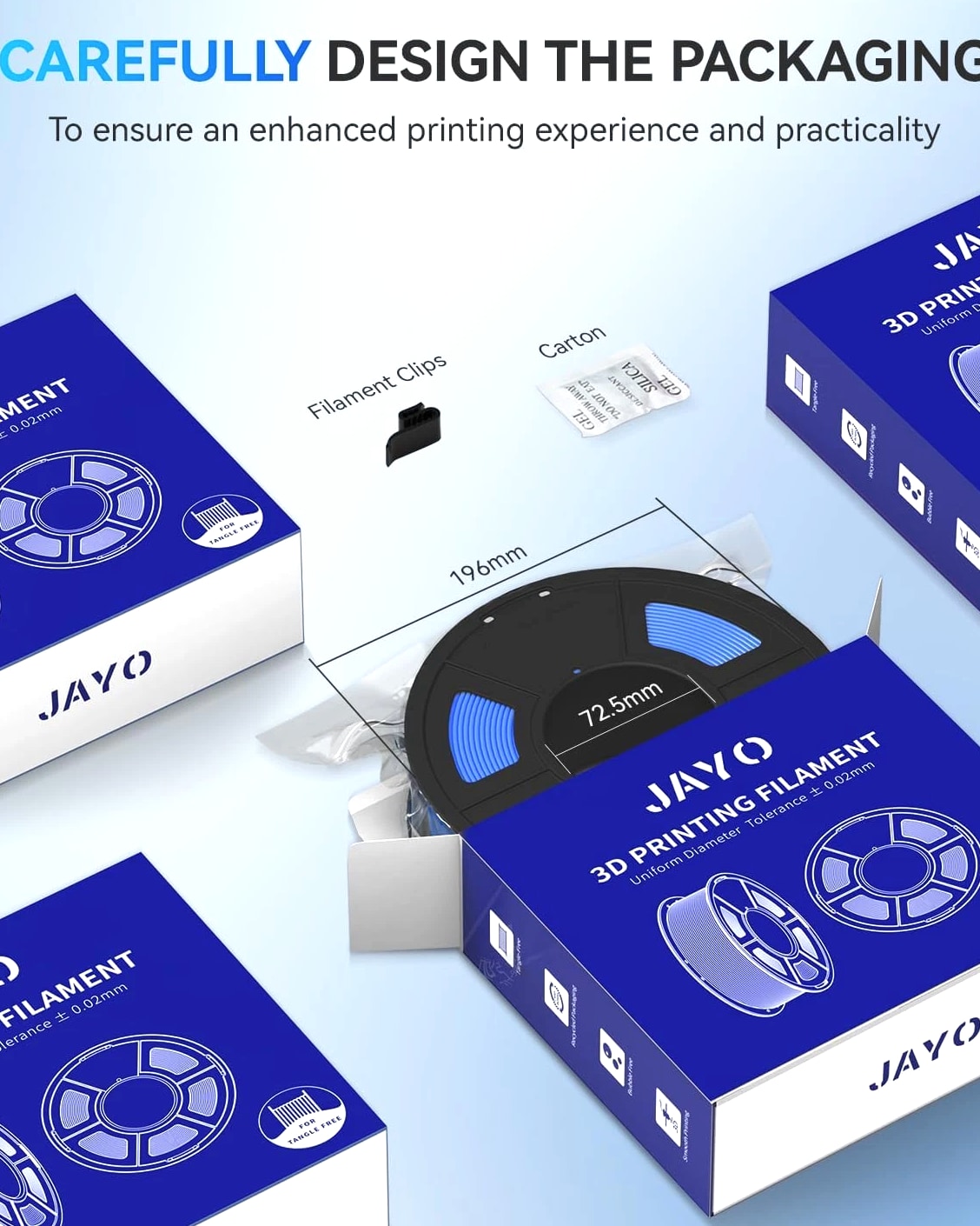 JAYO PLA Black 3D Printer Filament 1.1KG With Spool 1.75mm for FDM Printers
