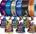 3D Printer Filament Silk PLA, Rainbow Color 1.75mm Tri-Color 6 Pack