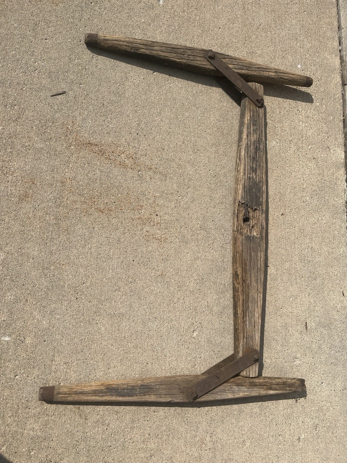 Antique Primitive Wood Double Tree Iron Country Decor Western 2-Horse Hitch