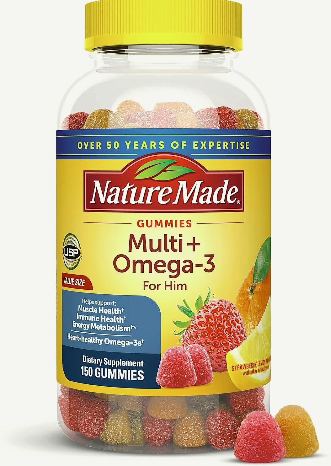 Nature Made Men's Multivitamin Gummies with Omega-3, 150 Count