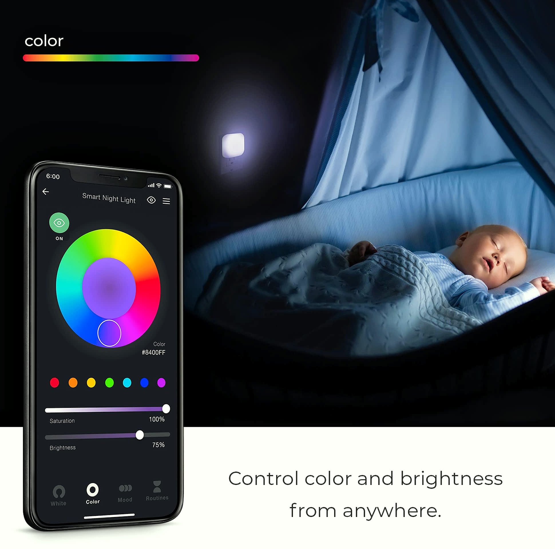 Globe Electric Wi-Fi Smart Night Light Motion Detection RGB