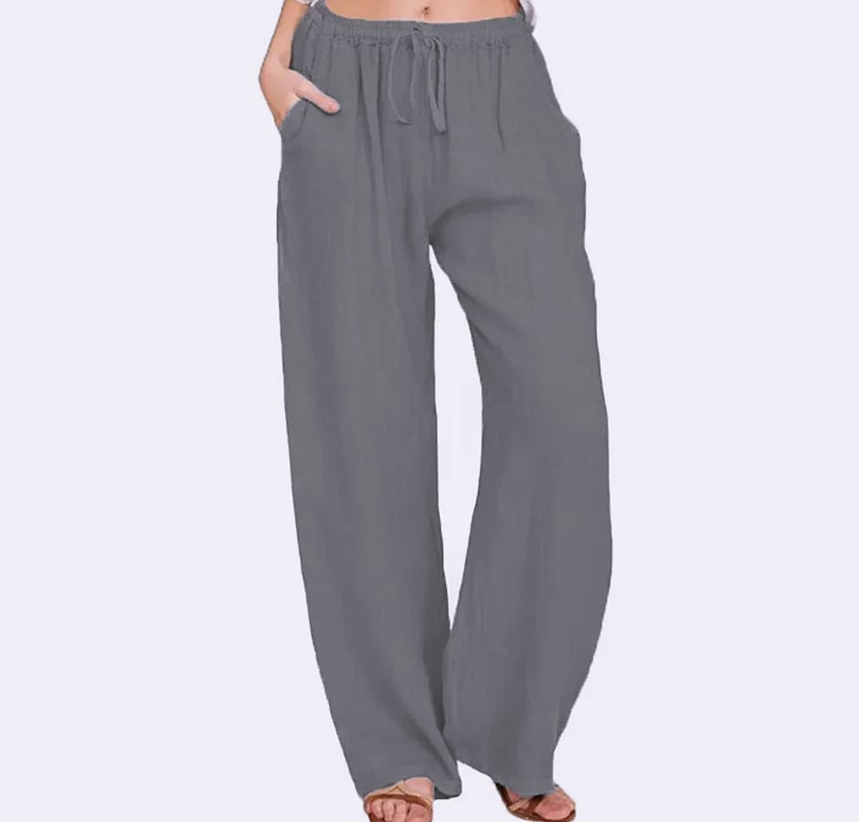 Women's Cotton Linen Elastic Waist Casual Pants