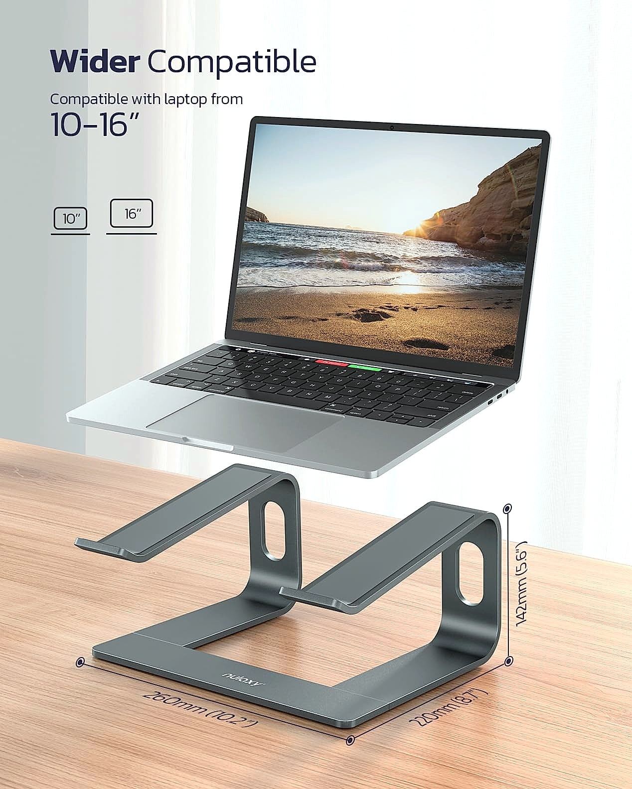 Nulaxy All-Aluminum Laptop Stand for Desk, Ergonomic Detachable Ventilated Cooling Computer Riser, Anti-Slip Design Notebook Holder Compatible with All 10-16" Laptops (MacBook, Dell XPS, HP, Lenovo)