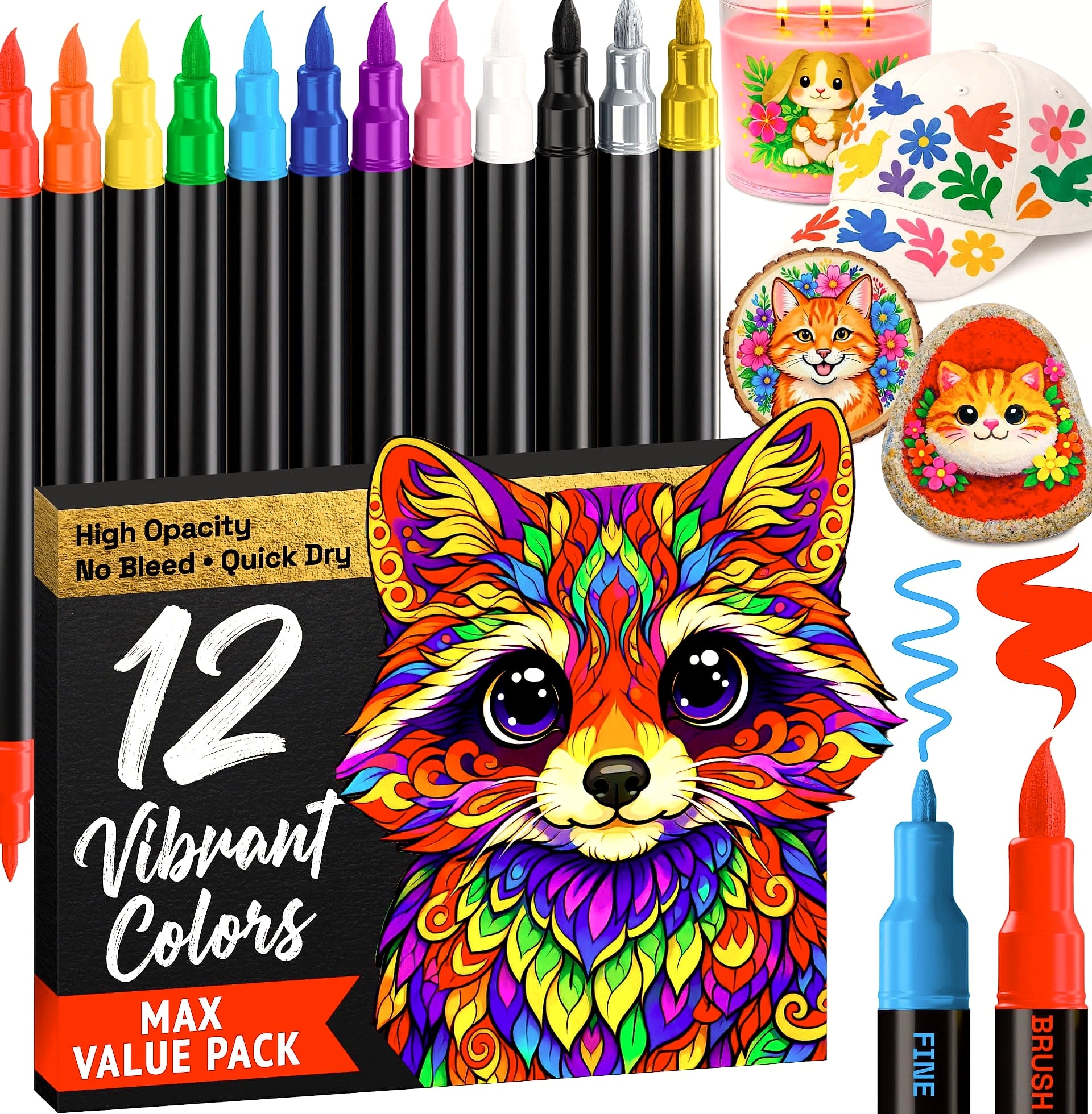 ARTISTRO 36 Acrylic Paint Markers with Dual Tips